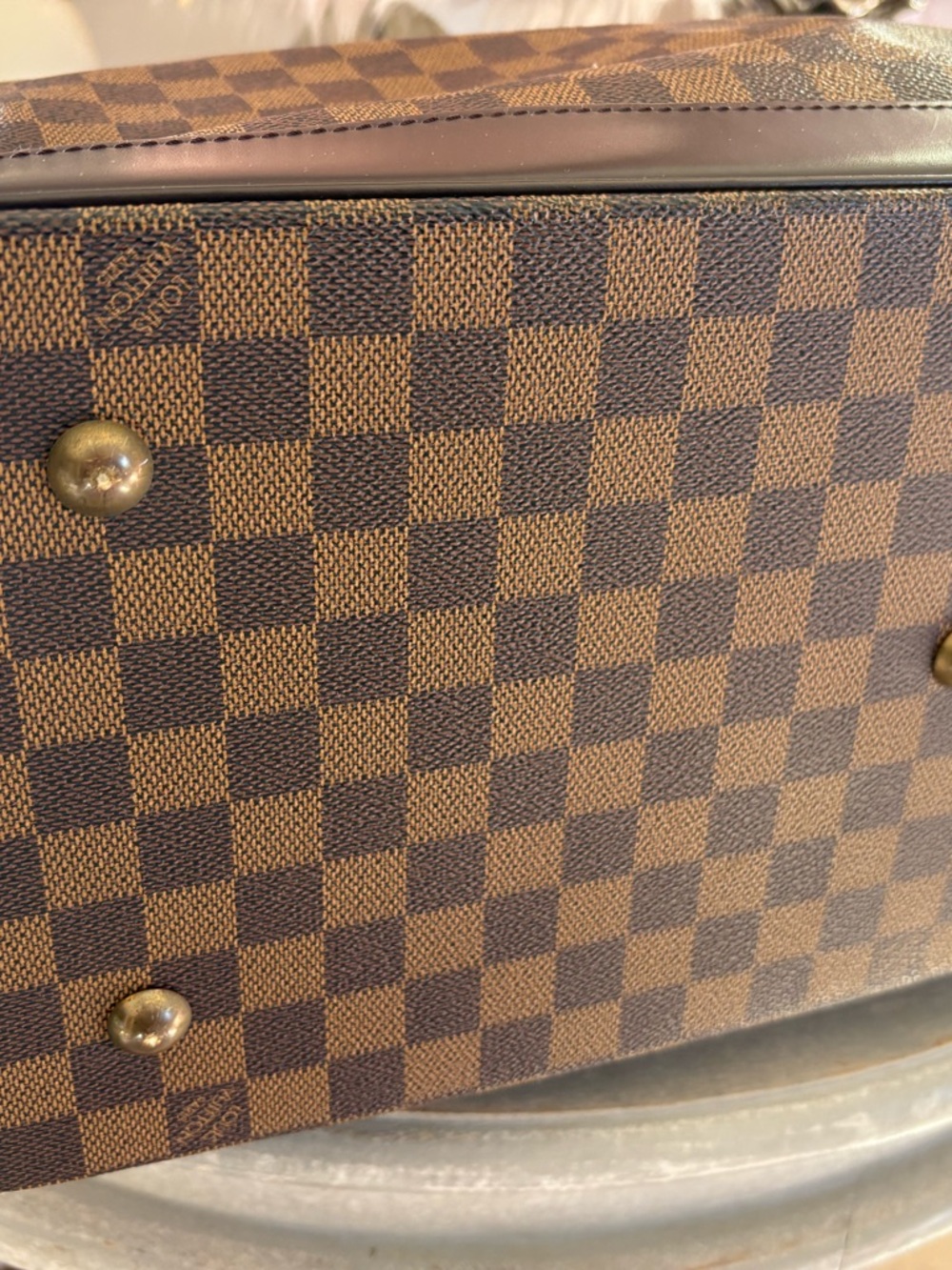 Louis Vuitton Brown Damier Canvas Travel Weekend Bag with Dark Trim - Picture 10 of 16